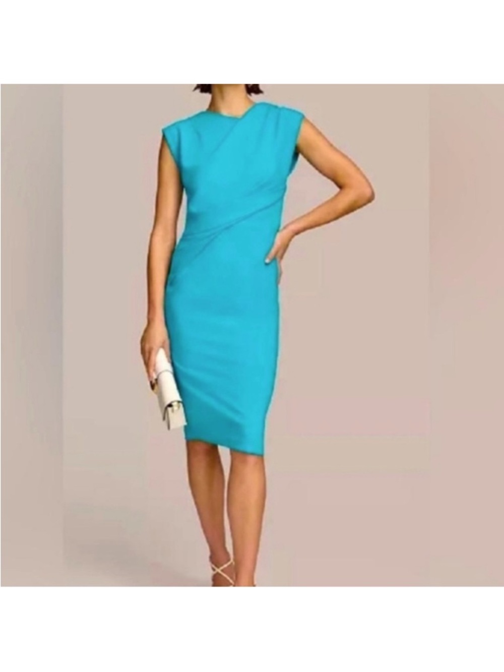 Donna Karan black label Turquoise Sleeveless Sheath Midi Dress